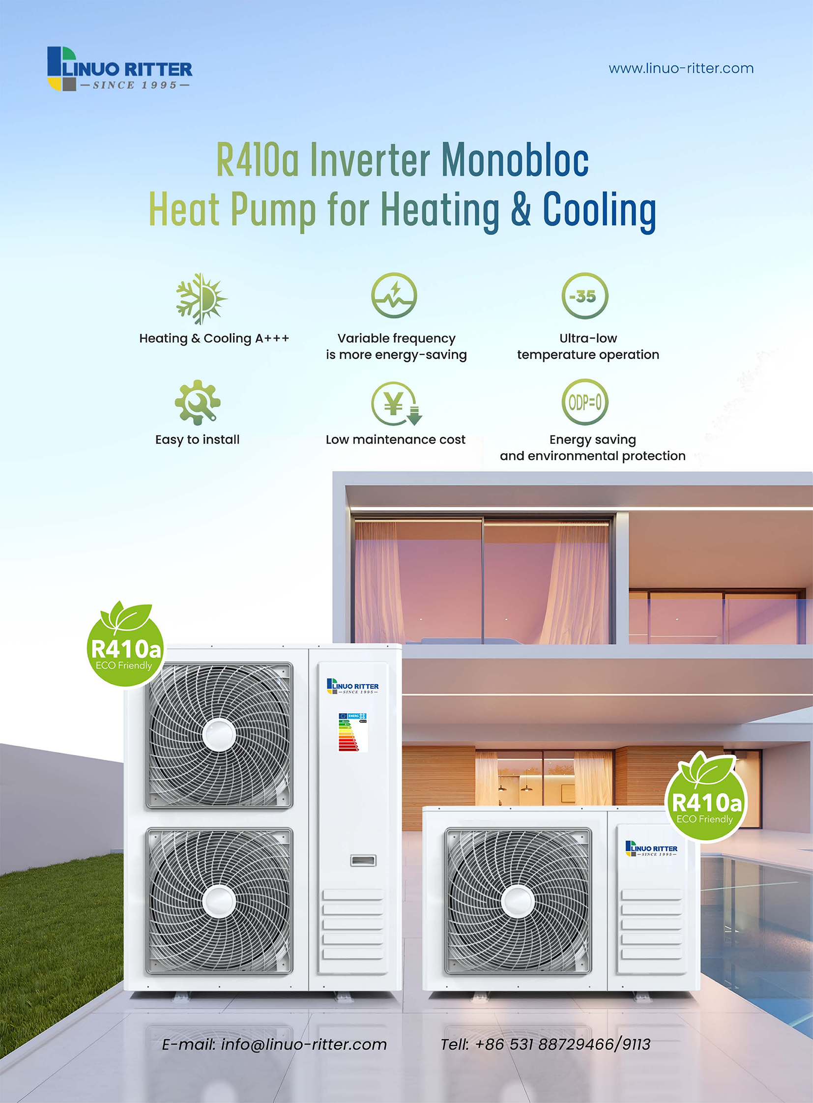 Stay Cool This Summer with Our R410a Inverter Monobloc Heat Pump